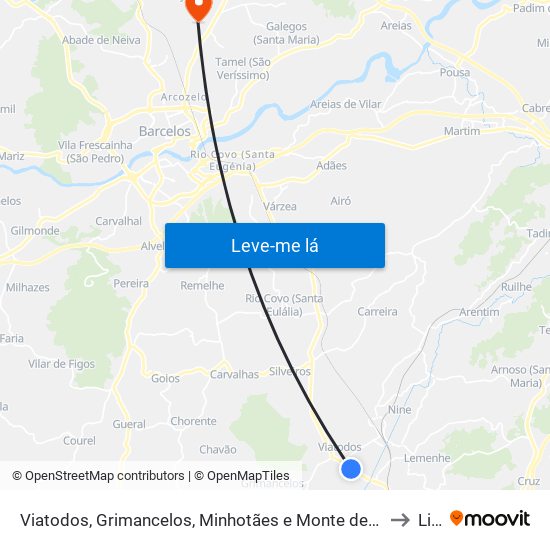 Viatodos, Grimancelos, Minhotães e Monte de Fralães to Lijó map