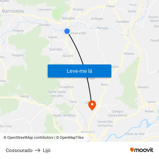 Cossourado to Lijó map