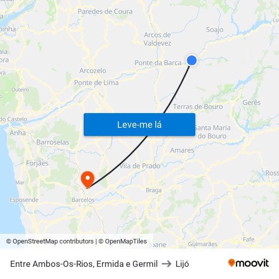 Entre Ambos-Os-Rios, Ermida e Germil to Lijó map