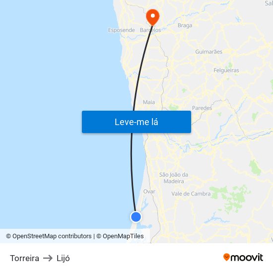 Torreira to Lijó map