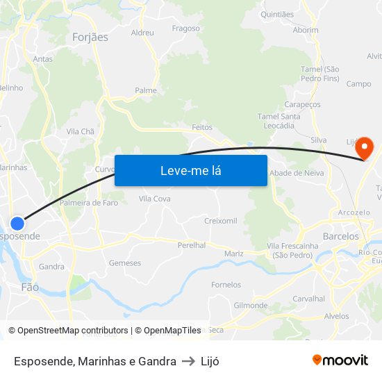 Esposende, Marinhas e Gandra to Lijó map