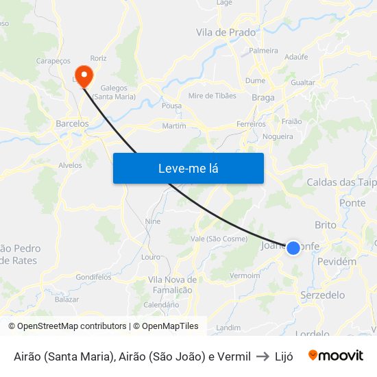 Airão (Santa Maria), Airão (São João) e Vermil to Lijó map