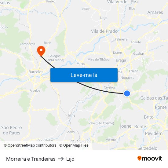 Morreira e Trandeiras to Lijó map