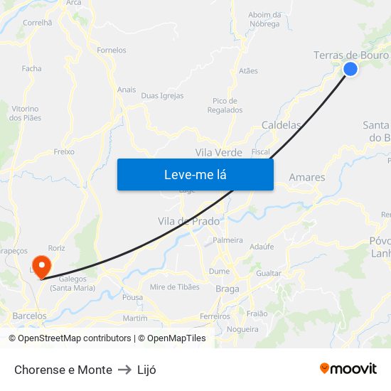 Chorense e Monte to Lijó map