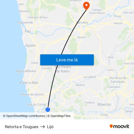 Retorta e Tougues to Lijó map