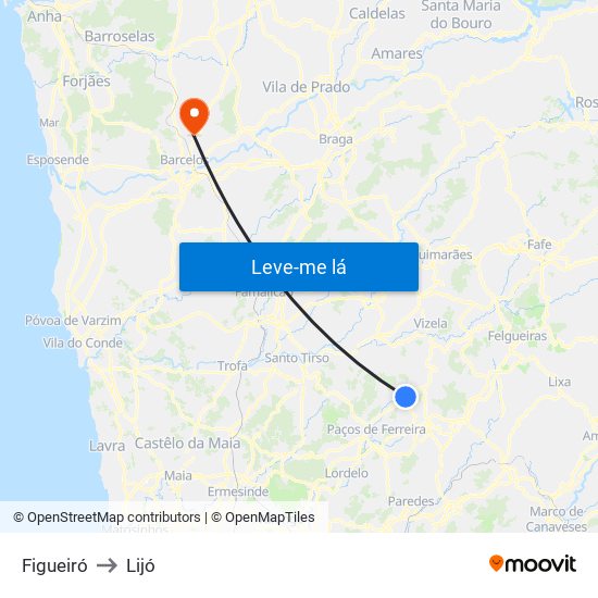 Figueiró to Lijó map
