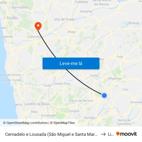 Cernadelo e Lousada (São Miguel e Santa Margarida) to Lijó map