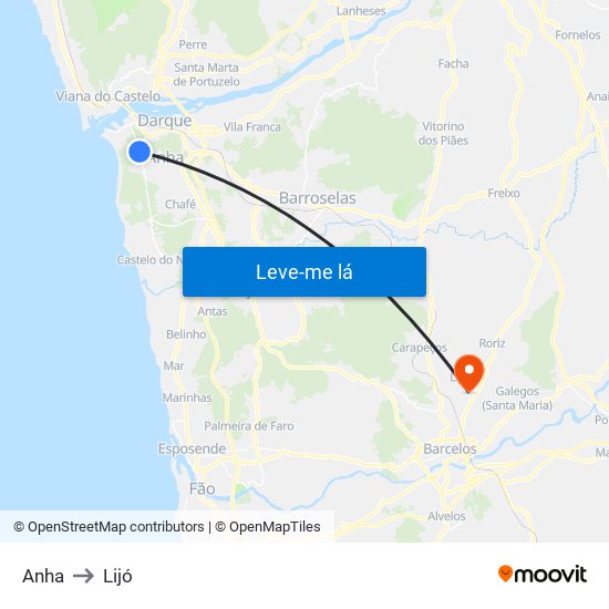 Anha to Lijó map