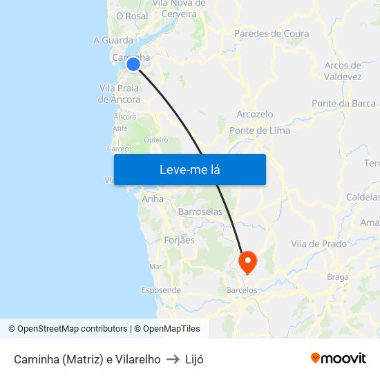 Caminha (Matriz) e Vilarelho to Lijó map