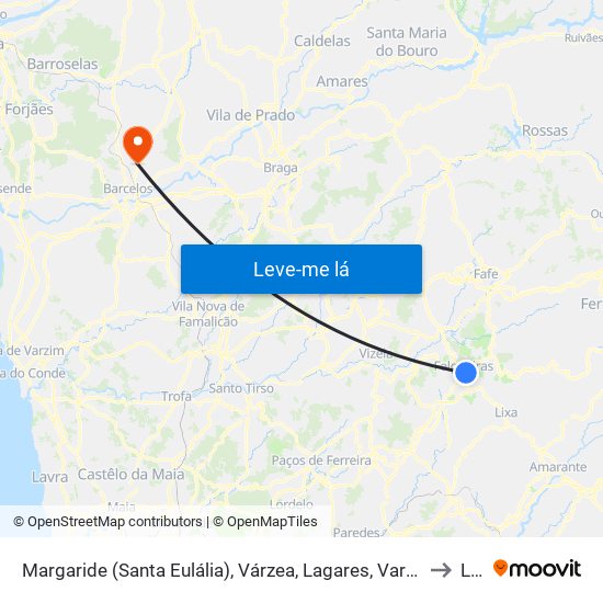 Margaride (Santa Eulália), Várzea, Lagares, Varziela e Moure to Lijó map