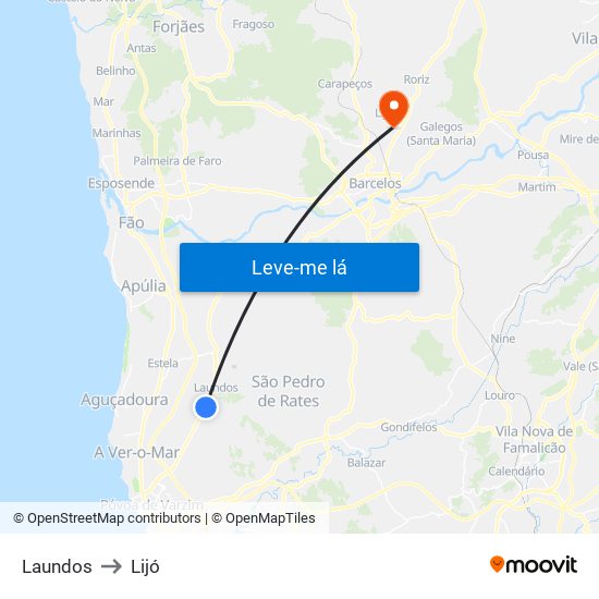 Laundos to Lijó map