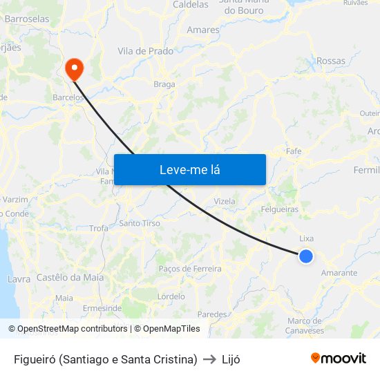 Figueiró (Santiago e Santa Cristina) to Lijó map