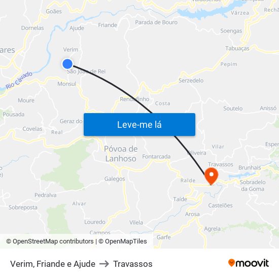 Verim, Friande e Ajude to Travassos map