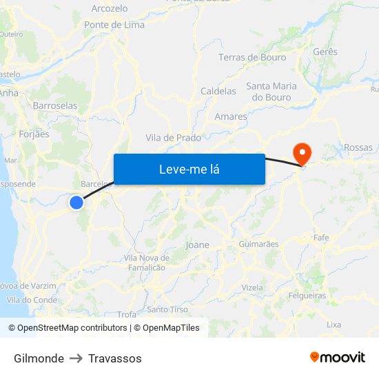 Gilmonde to Travassos map
