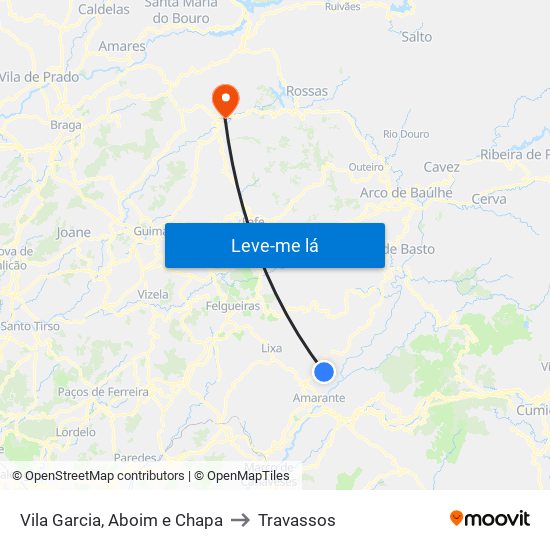 Vila Garcia, Aboim e Chapa to Travassos map