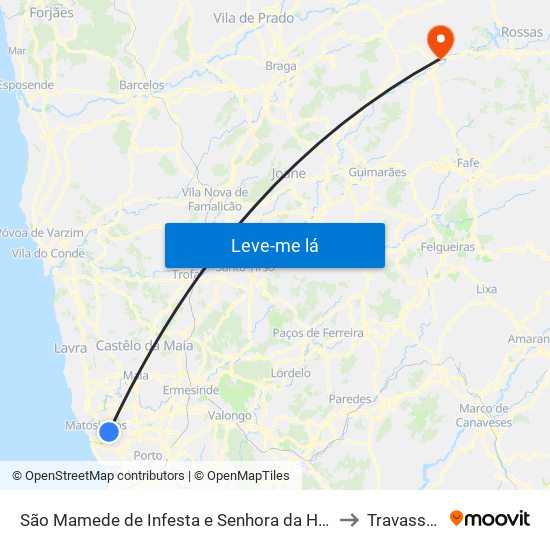 São Mamede de Infesta e Senhora da Hora to Travassos map