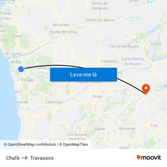 Chafé to Travassos map