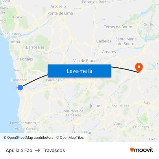 Apúlia e Fão to Travassos map