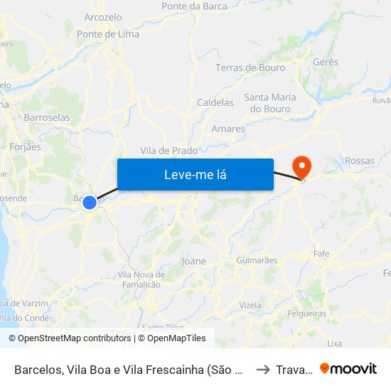 Barcelos, Vila Boa e Vila Frescainha (São Martinho e São Pedro) to Travassos map