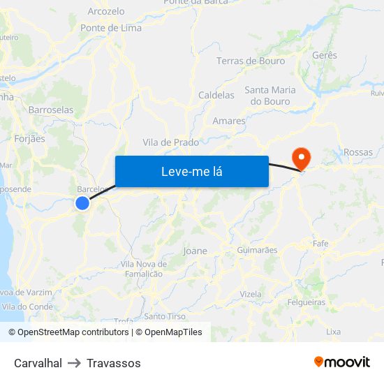 Carvalhal to Travassos map