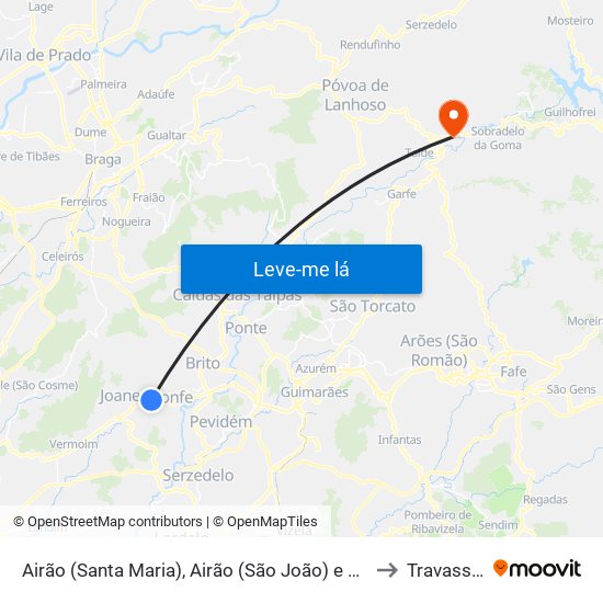 Airão (Santa Maria), Airão (São João) e Vermil to Travassos map