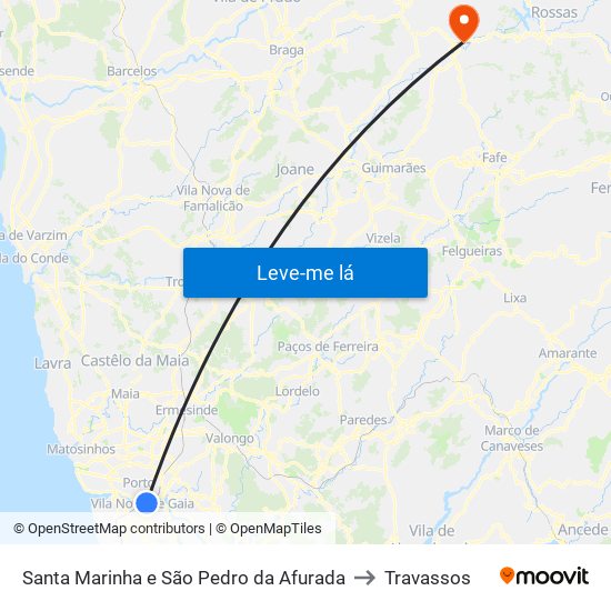 Santa Marinha e São Pedro da Afurada to Travassos map