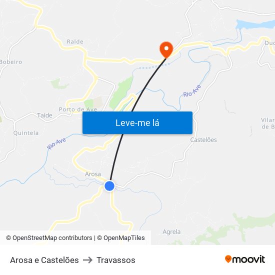 Arosa e Castelões to Travassos map