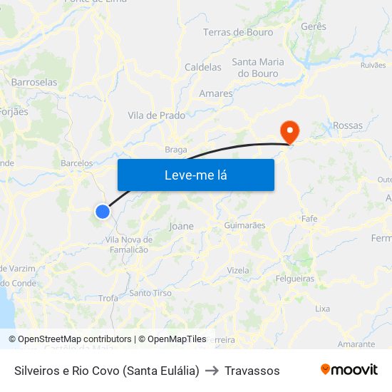 Silveiros e Rio Covo (Santa Eulália) to Travassos map