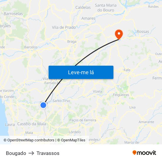 Bougado to Travassos map