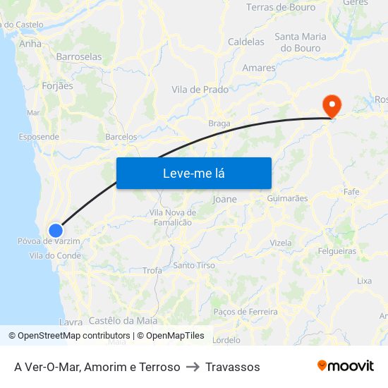 A Ver-O-Mar, Amorim e Terroso to Travassos map