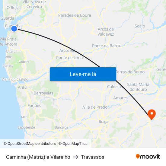 Caminha (Matriz) e Vilarelho to Travassos map