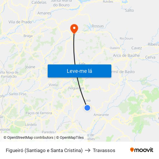 Figueiró (Santiago e Santa Cristina) to Travassos map