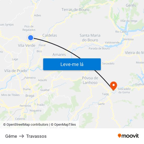 Gême to Travassos map
