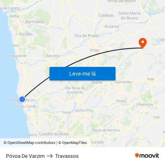 Póvoa De Varzim to Travassos map