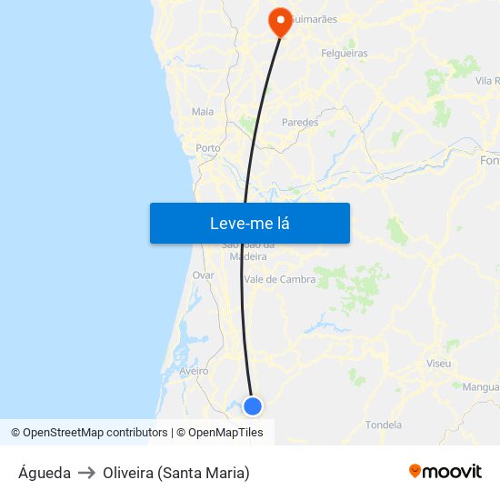 Águeda to Oliveira (Santa Maria) map