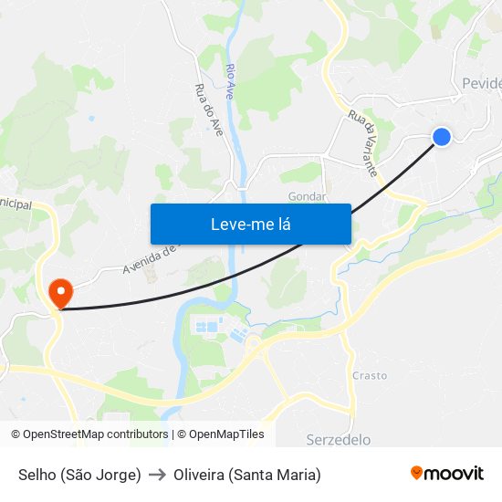 Selho (São Jorge) to Oliveira (Santa Maria) map
