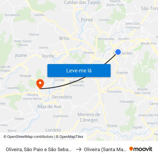 Oliveira, São Paio e São Sebastião to Oliveira (Santa Maria) map
