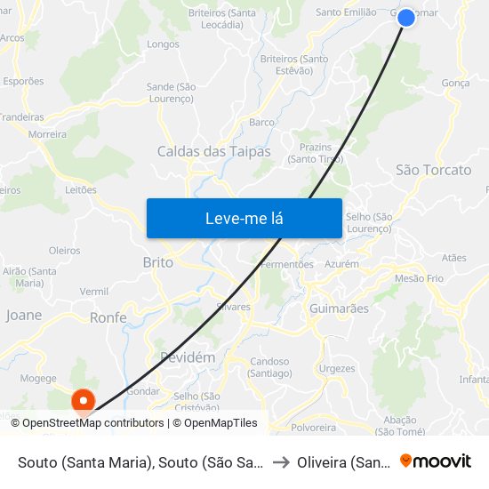 Souto (Santa Maria), Souto (São Salvador) e Gondomar to Oliveira (Santa Maria) map