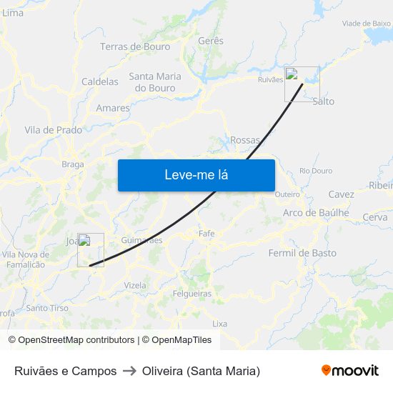 Ruivães e Campos to Oliveira (Santa Maria) map