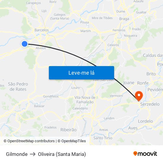 Gilmonde to Oliveira (Santa Maria) map