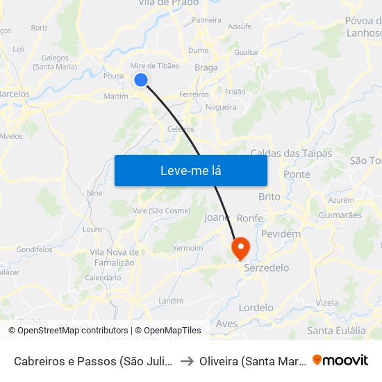 Cabreiros e Passos (São Julião) to Oliveira (Santa Maria) map