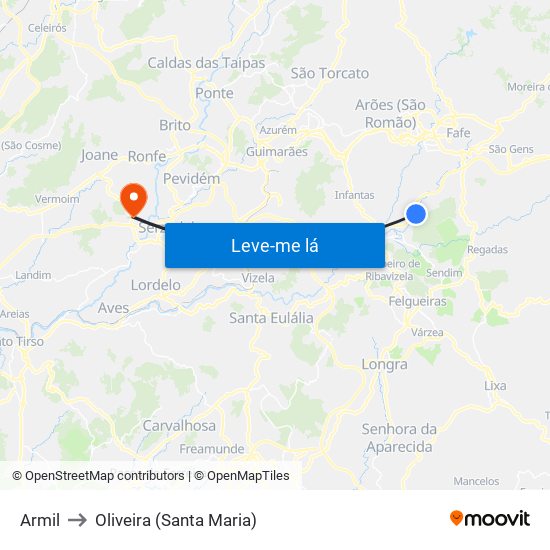 Armil to Oliveira (Santa Maria) map