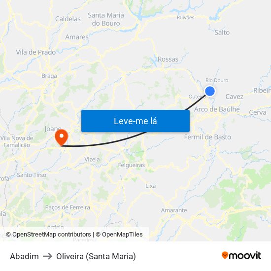 Abadim to Oliveira (Santa Maria) map
