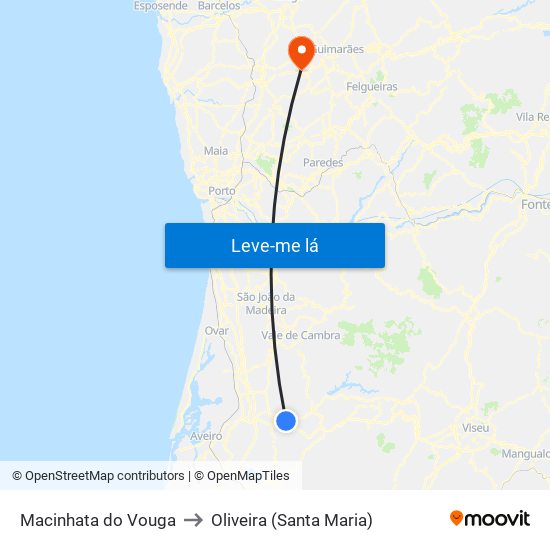 Macinhata do Vouga to Oliveira (Santa Maria) map