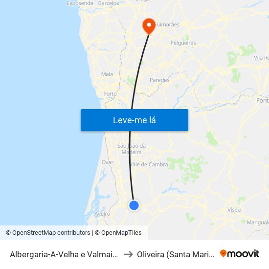 Albergaria-A-Velha e Valmaior to Oliveira (Santa Maria) map