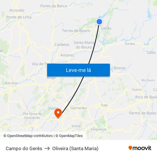 Campo do Gerês to Oliveira (Santa Maria) map