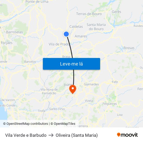 Vila Verde e Barbudo to Oliveira (Santa Maria) map