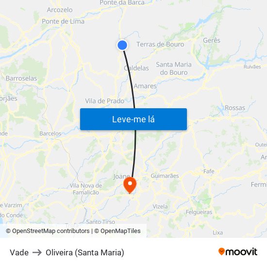Vade to Oliveira (Santa Maria) map