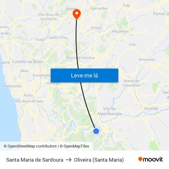Santa Maria de Sardoura to Oliveira (Santa Maria) map
