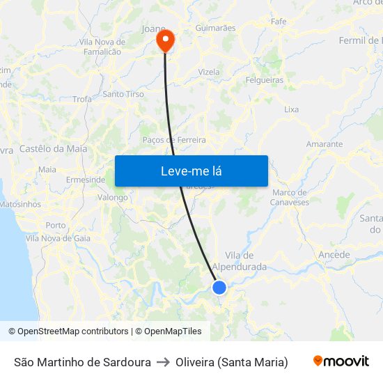 São Martinho de Sardoura to Oliveira (Santa Maria) map